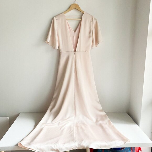 Lovers and Friends Blush Pink Empire Wiast Butterfly Sleeve Front Slit Dress - Picture 6 of 11